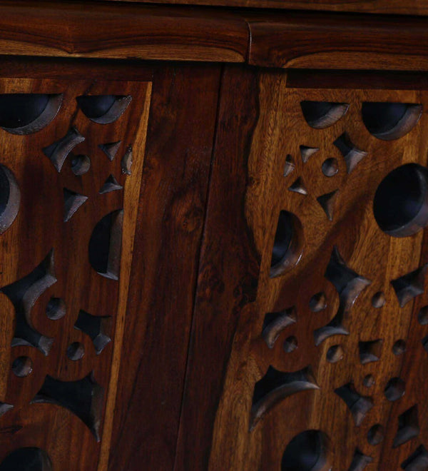 Sheesham Wood Living Room Shoe Cabinet In Provincial Teak Finish