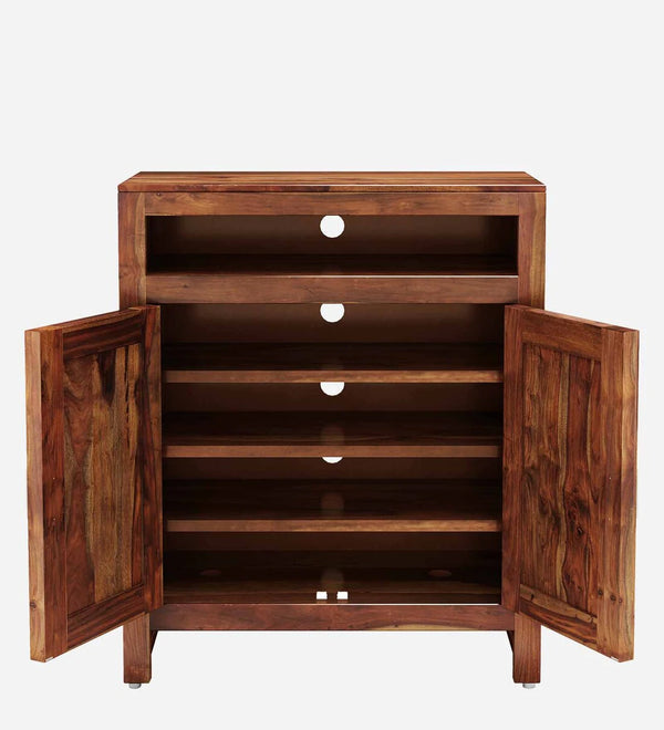 Classic Sheesham Wood Shoe Cabinet In Provincial Teak Finish