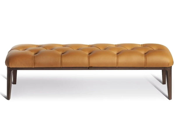 Modern Tufted Upholstered Leather Bench