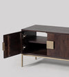 Contemporary Mango Wood and Brass T.V. Unit