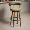 Andro Leather And Velvet Barstool