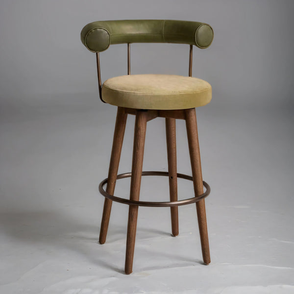 Andro Leather And Velvet Barstool