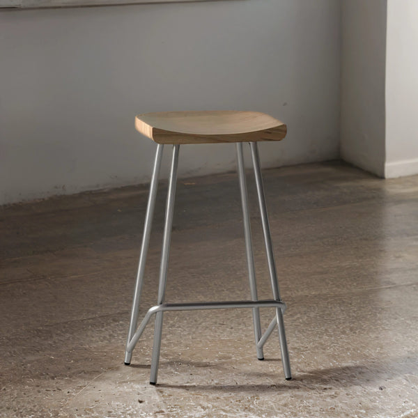 Nexus Acacia Wood And Steel Bar Stool