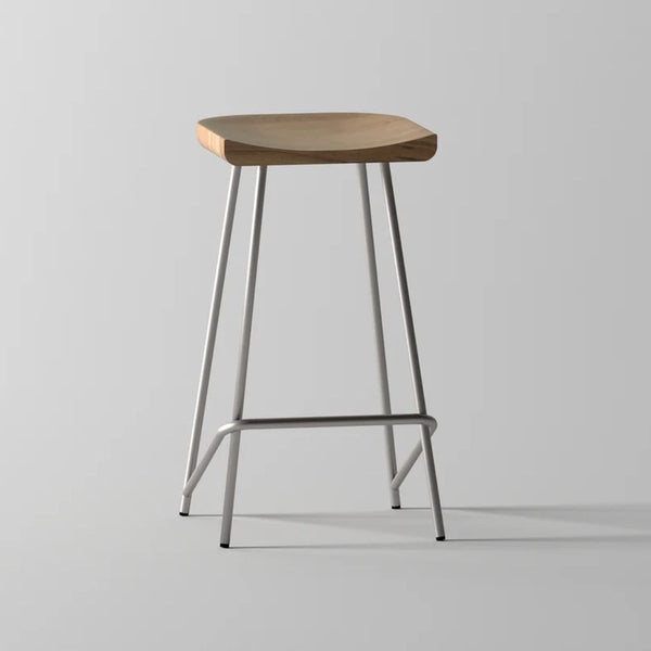 Nexus Acacia Wood And Steel Bar Stool