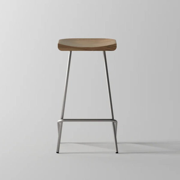 Nexus Acacia Wood And Steel Bar Stool