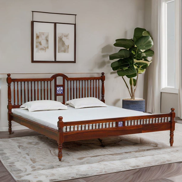 Traditional Sheesham Wood Bed In Honey Finish - All Sizes