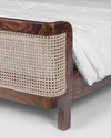 Classic Rattan Solid Wood Bed With Cane and Upholstery - All Sizes