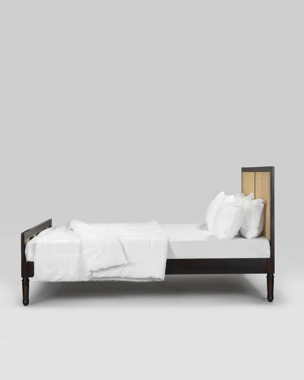 Classic Sheesham Wood Bed With Handwoven Cane - All Sizes