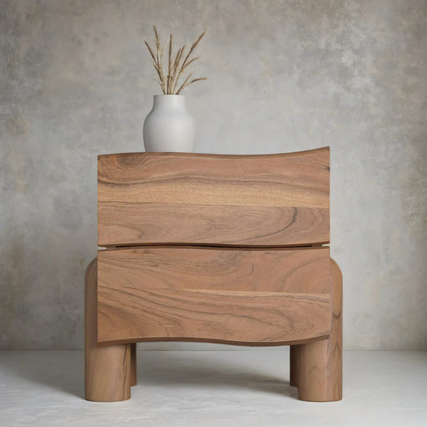 Ibiza Acacia Wood Side Table With Drawer