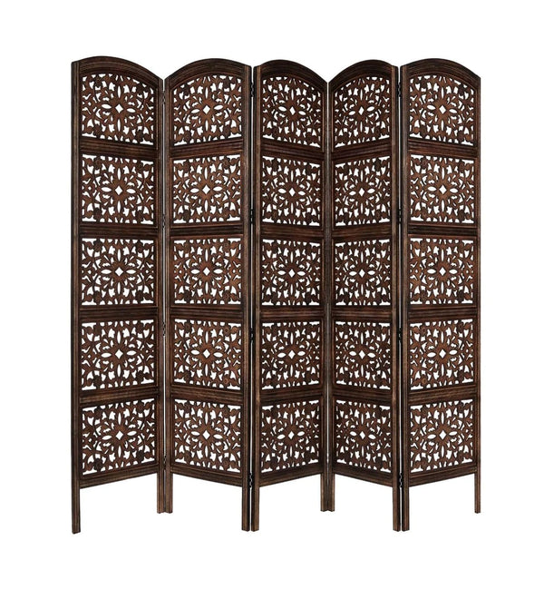 Rajasthani Carved Solid WoodHandmade Room Divider In Brown Colour