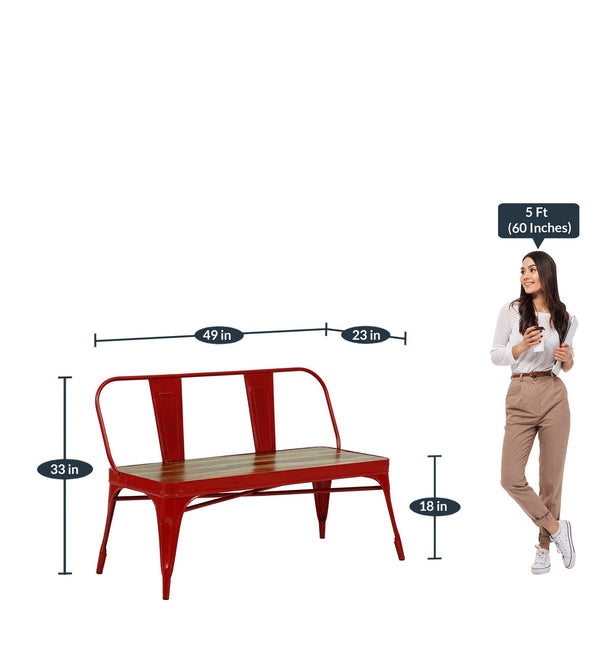 Industrial Metal Mango Solid Wood Top Patio Table Set