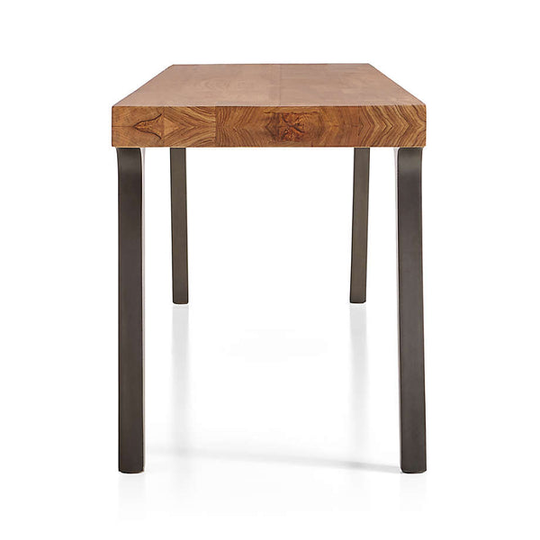 Classic Solid Teakwood Bench With Black Metal Legs