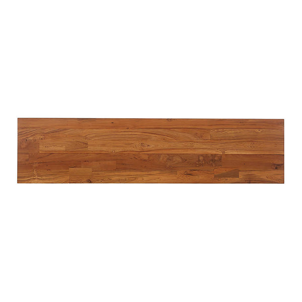 Classic Solid Teakwood Bench With Black Metal Legs