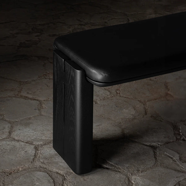 Viola Luxury Leather Upholstered Bench In Black
