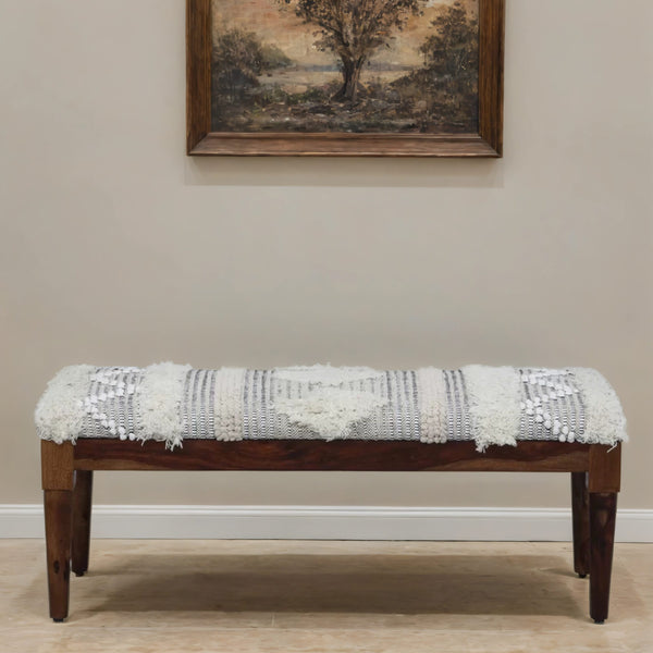 ClassicSheesham Wood Bench In Provincial Teak Finish