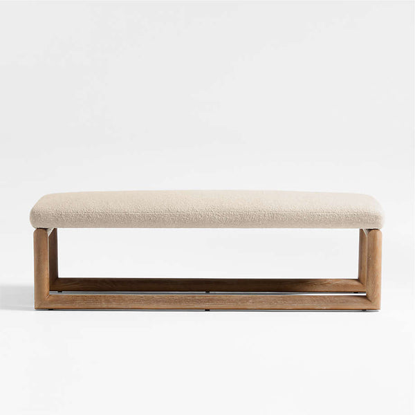 Luna Boucle Upholstered Bench In White