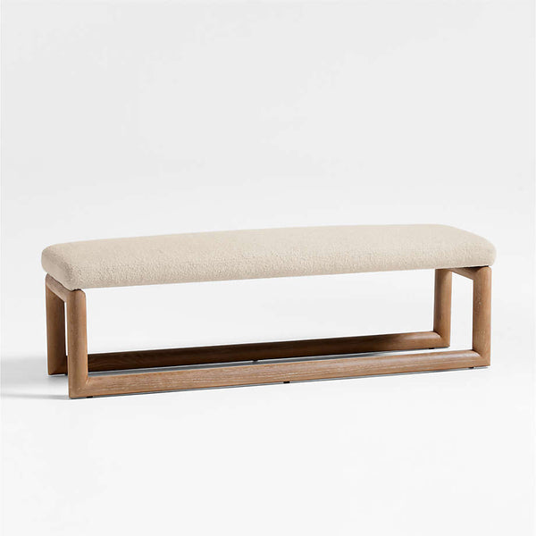 Luna Boucle Upholstered Bench In White