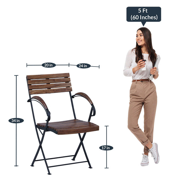 Industrial Metal Mango Solid Wood Top Patio Table Set