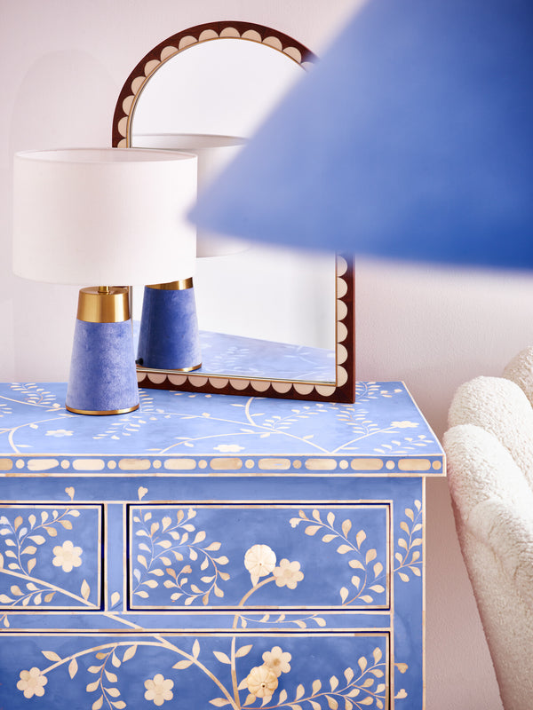 Blue Toki Bone Inlay Chest of 5 Drawers