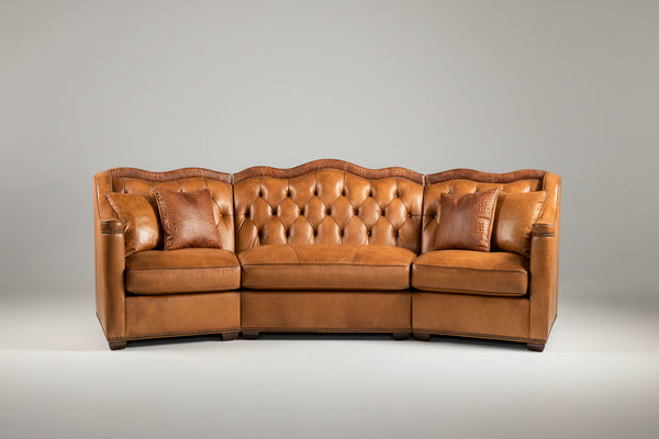 Delhi Leather Sectional Sofa - Color: Honey