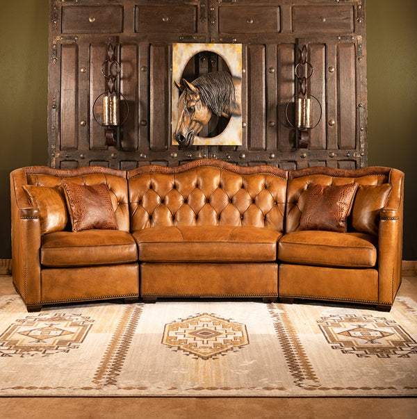 Delhi Leather Sectional Sofa - Color: Honey