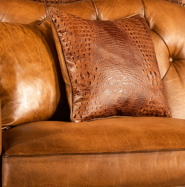 Delhi Leather Sectional Sofa - Color: Honey