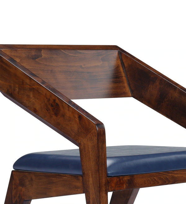 Modern Solid Wood Rocking Chair in Brown & Dark Blue Colour