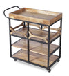 Classic Solid Wood Bar Trolley in Teak Finish