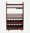 Wooden Bar Trolley in Walnut Veneer Finish