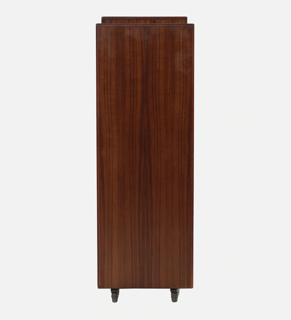 Wooden Bar Trolley in Walnut Veneer Finish