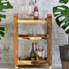Modern Sheesham Wood Bar Trolley in Rustic Teak Finish