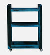 Modern Sheesham Wood Bar Trolley in Ocean Blue Finish