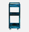 Modern Sheesham Wood Bar Trolley in Ocean Blue Finish
