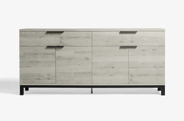 Solid Wood 2 - Drawer Sideboard - Grey Oak Effect