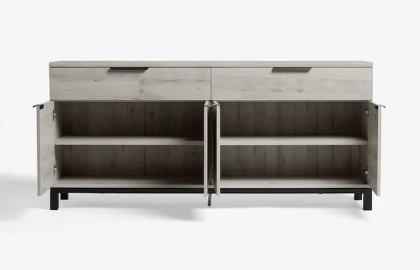 Solid Wood 2 - Drawer Sideboard - Grey Oak Effect