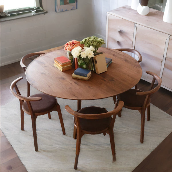 Viola Solid Teakwood Round Dining Table Set – 4 Seater, 6 Seater – All Sizes