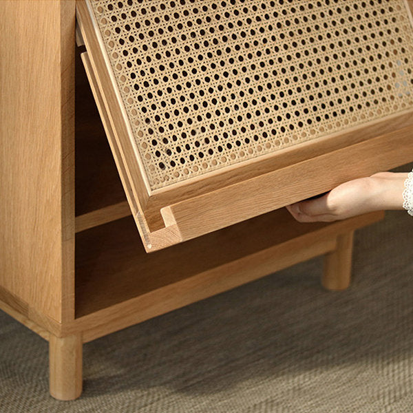 Berlin Solid Wood 1- Door Rattan Cabinet