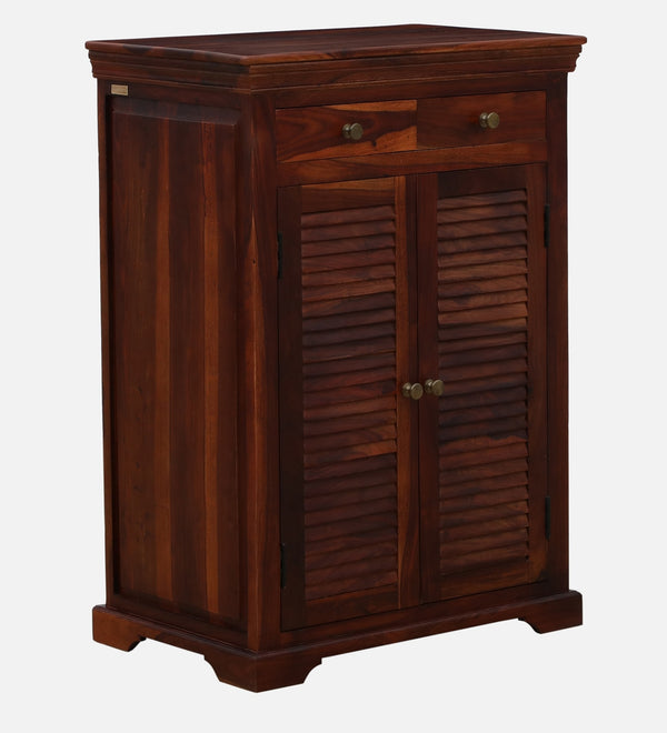 Classic Sheesham Wood Shoe Cabinet In Honey Oak Finish
