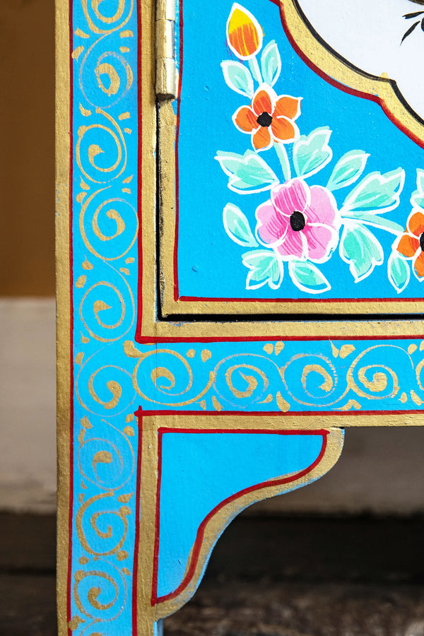 Floral Mango Wood Hand Painted Cabinet