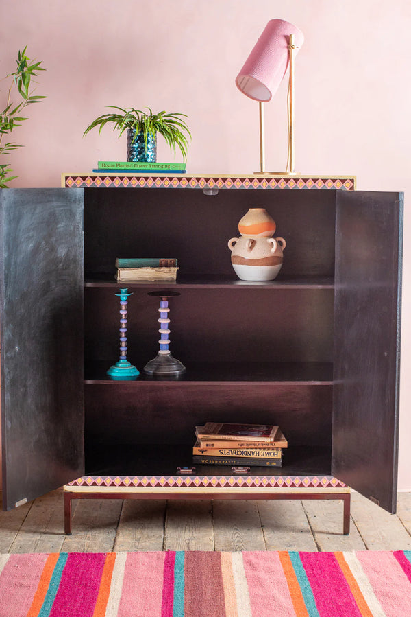Jaipur Style Hand Painted Mango Wood Cabinet
