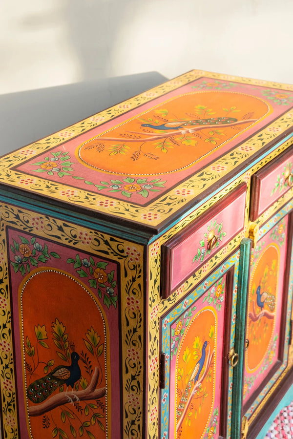 Jaipur Style Hand Painted Mango Wood Cabinet