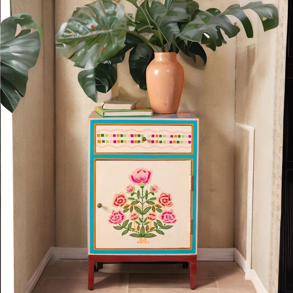 Jaipur Style Hand Painted Mango Wood Cabinet