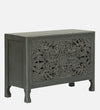 Rajasthani Hand Carved Modern Solid Wood Chest Of Drawers In Grey Finish