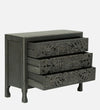 Rajasthani Hand Carved Modern Solid Wood Chest Of Drawers In Grey Finish