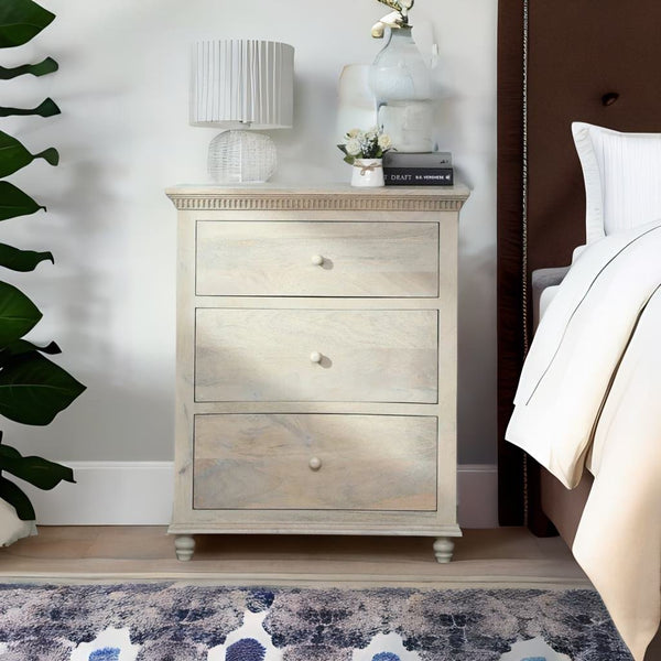 Modern Solid Wood Chest of 3 Drawers in Light Brown Colour