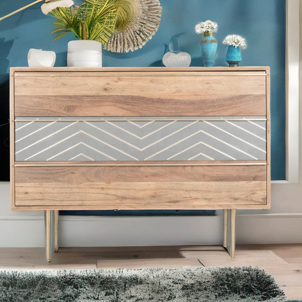 Modern Solid Wood Chest of Drawer in Natural Finish