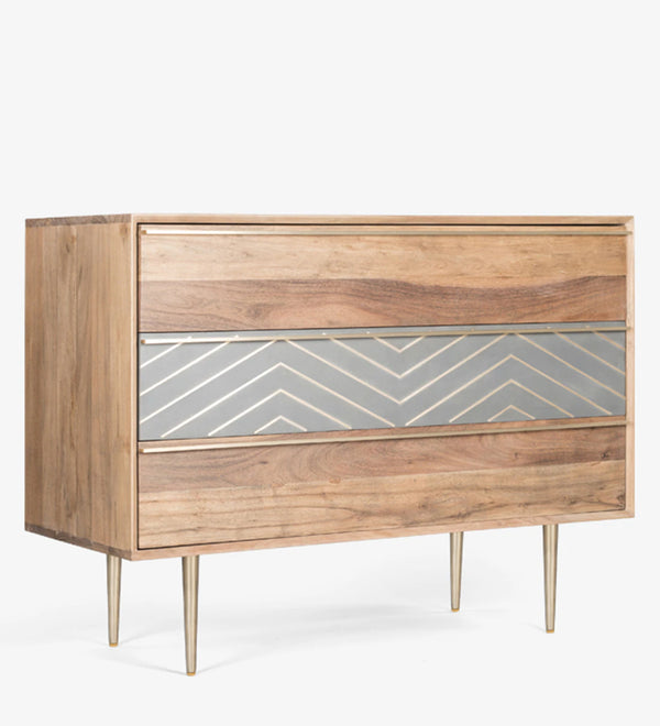 Modern Solid Wood Chest of Drawer in Natural Finish