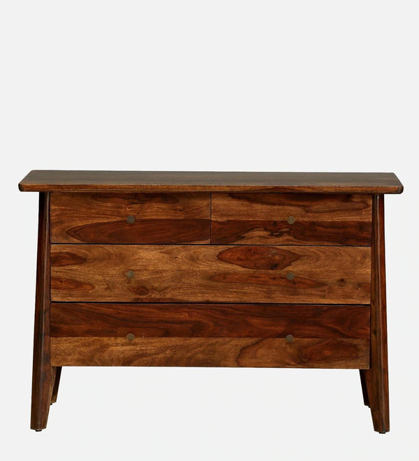 Classic Sheesham Wood Chest Of Drawers With Brass Inlay In Provincial Teak Finish