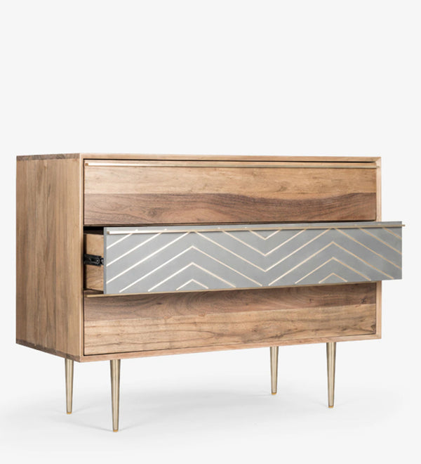 Modern Solid Wood Chest of Drawer in Natural Finish