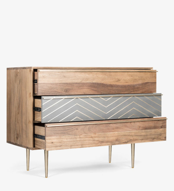 Modern Solid Wood Chest of Drawer in Natural Finish